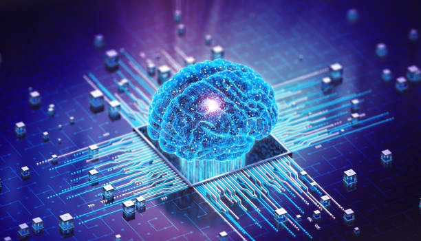 Future of artificial intelligence concept with digital neural network